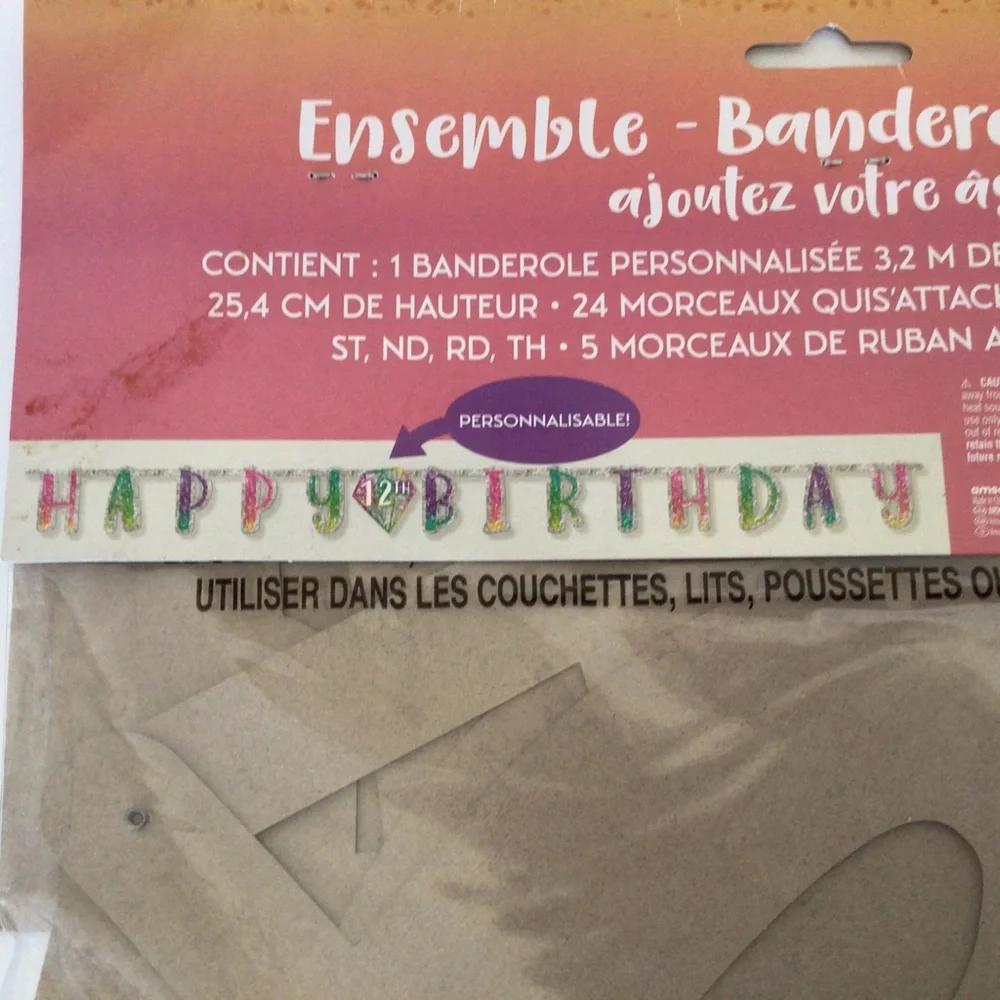 HAPPY BIRTHDAY CUSTOMIZABLE BANNER NWT